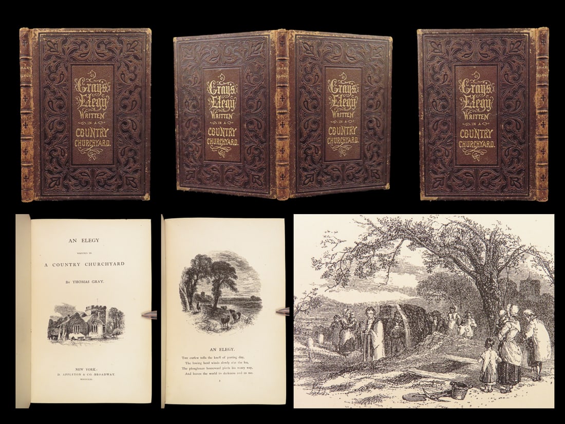 1861 Thomas Gray Elegy Country Churchyard Poem Death Meditation Illustrated ART (1 of 10)