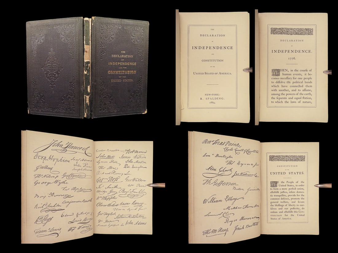 1864 Declaration of Independence US Constitution Civil War No 13th Amendment (1 of 10)