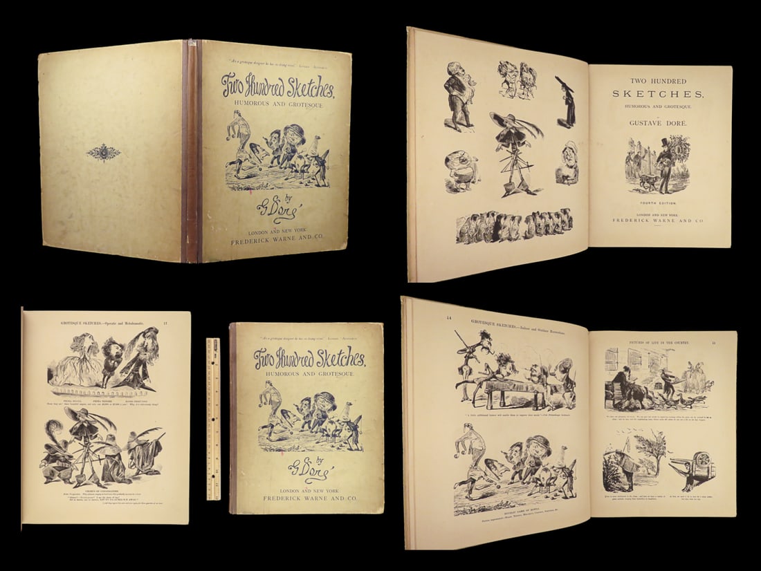 1870 Grotesque Cartoons Gustave Dore ART 200 Sketches Humor Illustrated FOLIO: 1870 Grotesque Cartoons Gustave Dore ART 200 Sketches Humor Illustrated FOLIO “The most popular and successful French book illustrator of the mid-19th century!” Famous French artist Gustave Do