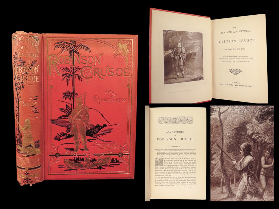 1881 ROBINSON CRUSOE Stothard ART Daniel Defoe Voyages Illustrated (1 of 10)