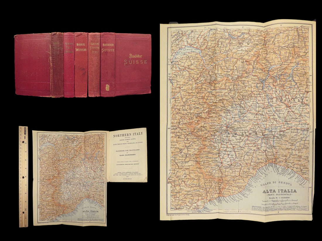 1893 Baedeker ATALS Travel Guides ITALY Switzerland Eastern Alps Suisse MAPS 5v (1 of 10)