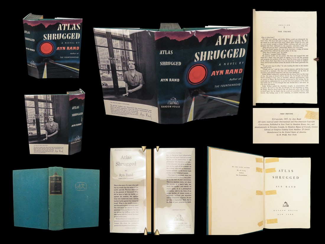 1957 Atlas Shrugged TRUE 1st printing Ayn Rand Objectivism Dystopian Philosophy (1 of 10)
