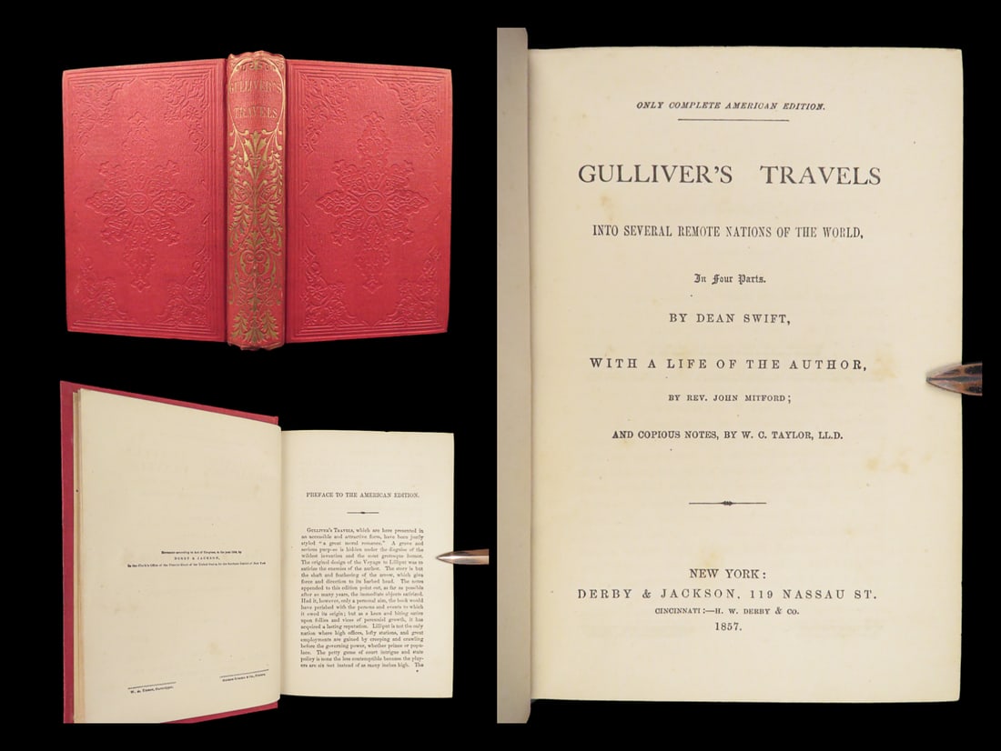 1857 Gullivers Travels Jonathan Swift English Literature US New York ed Voyages (1 of 10)