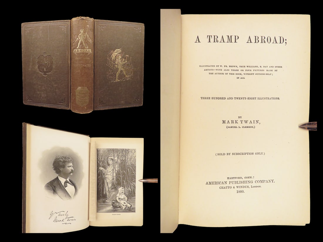1880 Mark Twain A Tramp Abroad 1st ed Travel Illustrated Satire Alps CLASSIC (1 of 10)