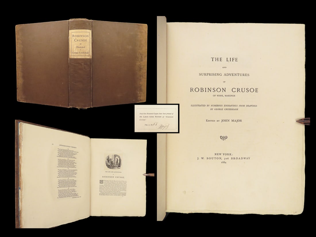 1884 Robinson Crusoe Adventures Defoe Voyages George Cruikshank Illustrated ART (1 of 10)