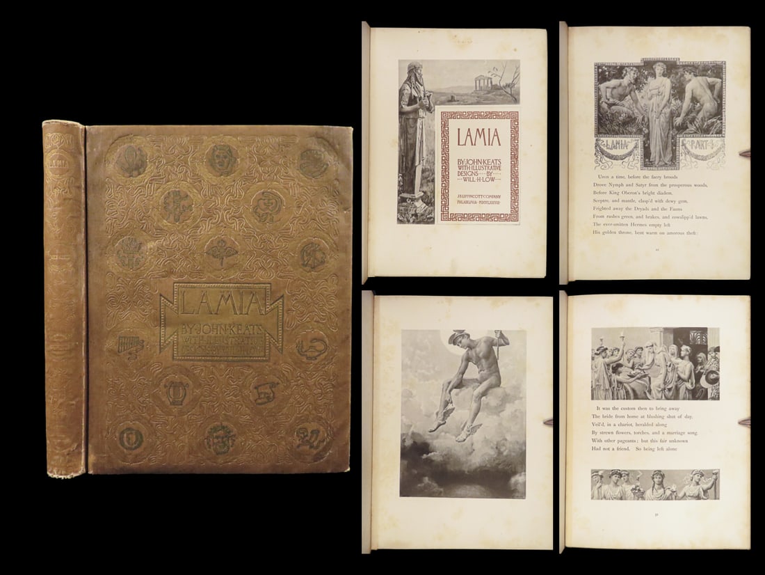 1888 LAMIA John Keats English Greek Mythology Poetry Illustrated Fine Binding: 1888 LAMIA John Keats English Greek Mythology Poetry Illustrated Fine Binding “Give me books, French wine, fruit, fine weather and a little music played out of doors by somebody I do not know.&rdquo