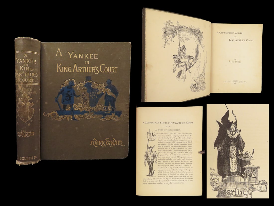 1890 Mark TWAIN 1st ed Connecticut Yankee in King Arthurs Court Magic Novel (1 of 10)