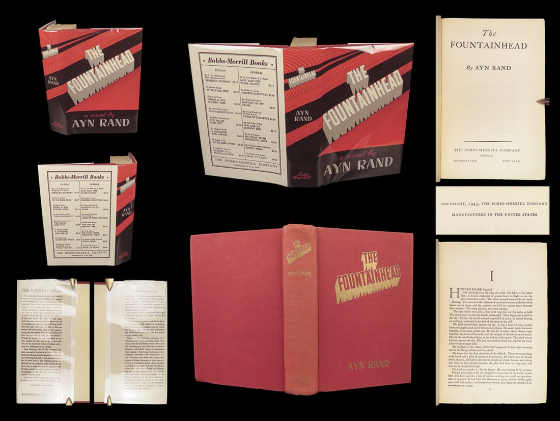 1943 Fountainhead 1ed Ayn Rand Objectivism Dystopian Philosophy Fascism RARE (1 of 10)