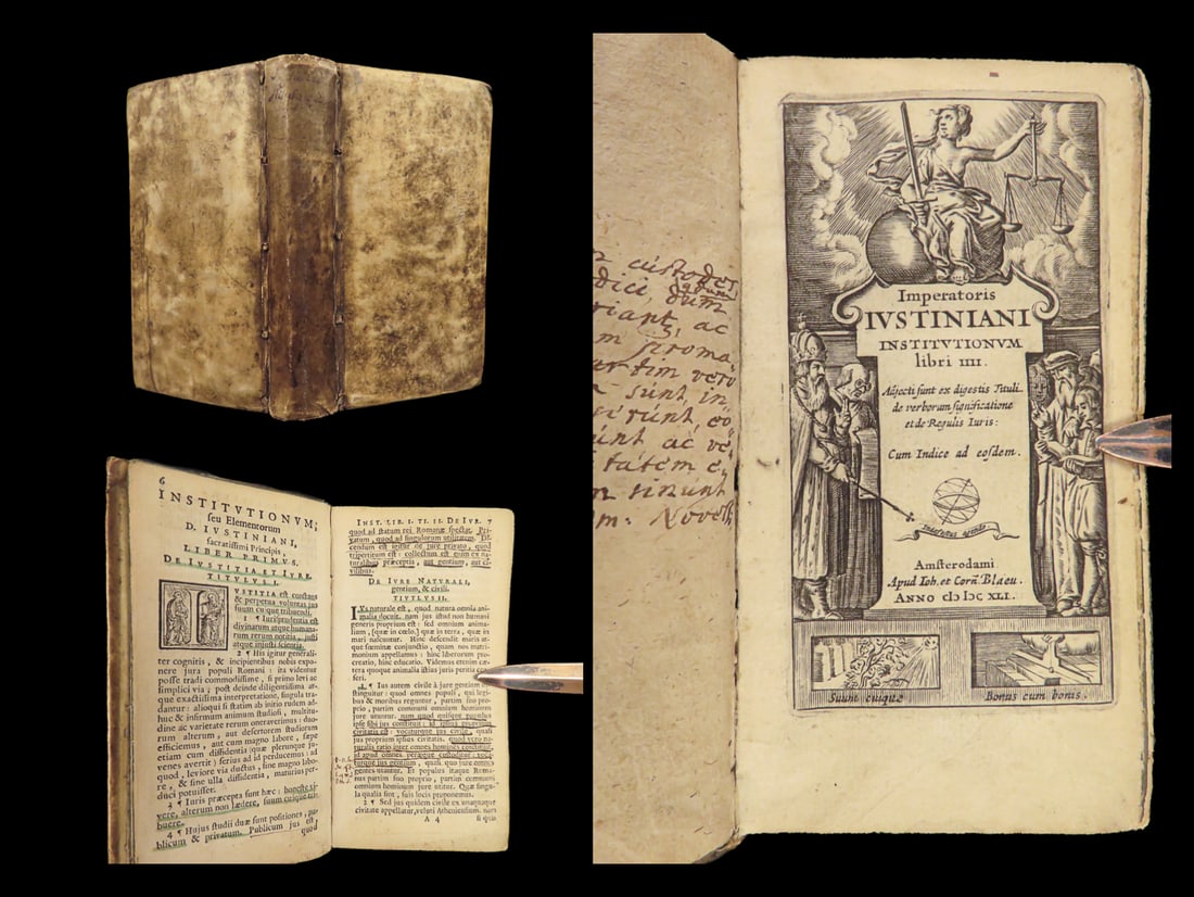1641 LAW Justinian Institutes Codex Rome Corpus Juris Amsterdam Vellum Byzantine (1 of 10)
