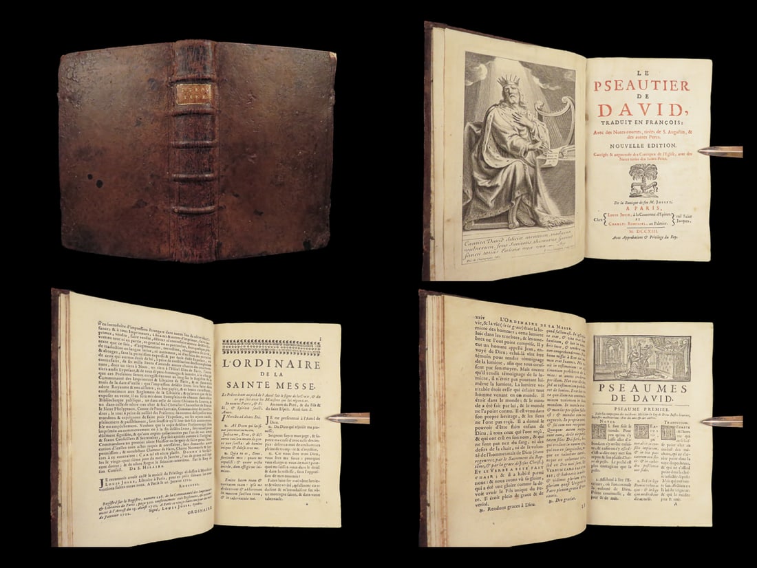 1713 Holy BIBLE Psalms of David Antoine Maistre Saint Augustine + Church Fathers (1 of 10)