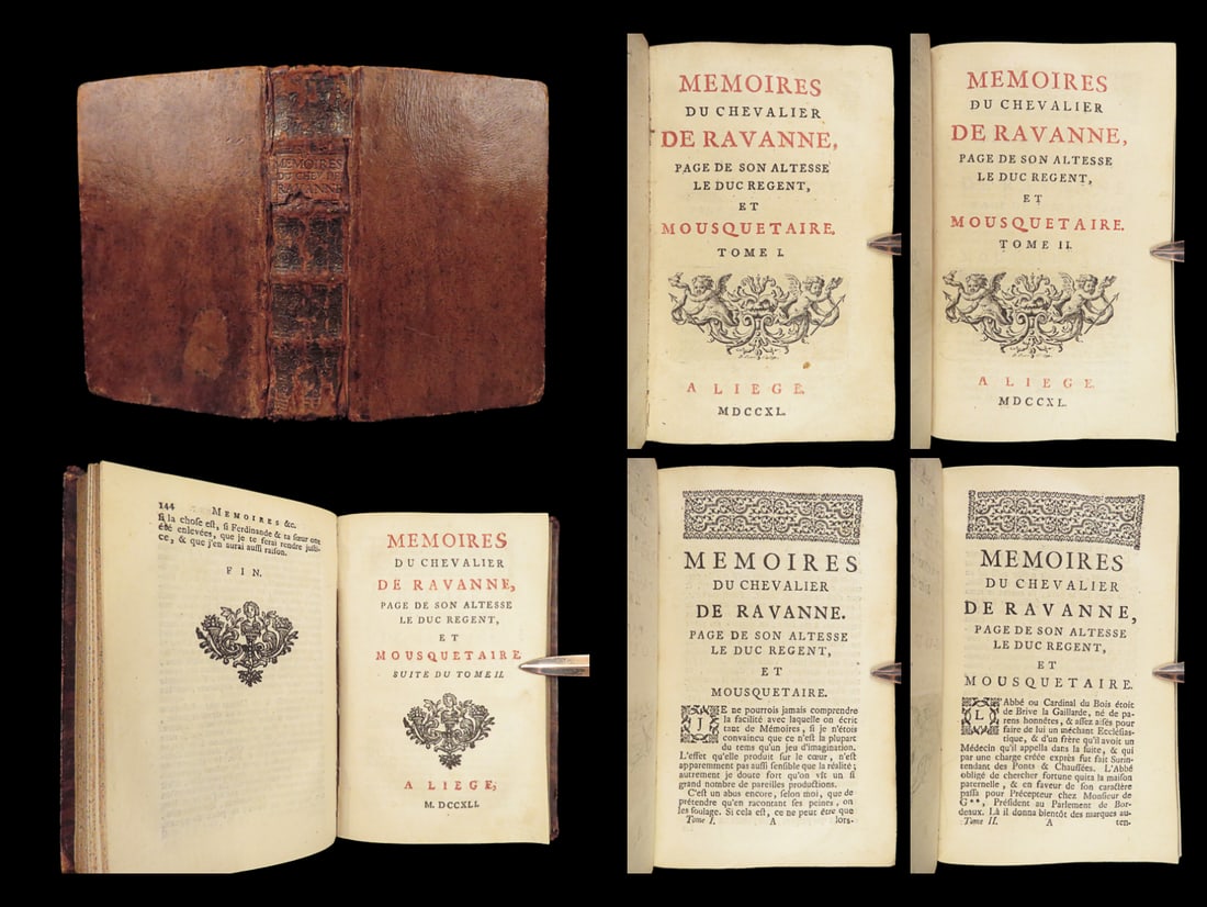 1740 Musketeers Literature Chevalier de Ravanne 1ed French Aristocracy Novel: 1740 Musketeers Literature Chevalier de Ravanne 1ed French Aristocracy Novel “Memoirs of Chevalier de Ravanne” is a rare, 18th-century novel attributed to Jacques de Varenne. It tells the stor