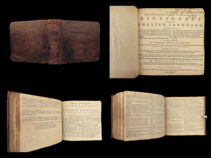 1786 English Dictionary 1ed William Scott Spelling Grammar Edinburgh Scotland: 1786 English Dictionary 1ed William Scott Spelling Grammar Edinburgh Scotland A rare 19th-century spelling and grammar book by British scholar William Scott. This book contains thousands of English wo