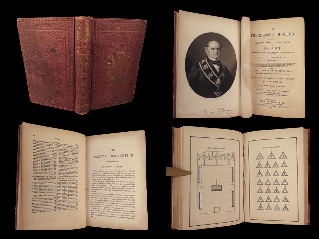 1859 Masonic SECRETS Freemasonry Monitor Ritual Ceremonies ZA Davis Philadelphia: 1859 Masonic SECRETS Freemasonry Monitor Ritual Ceremonies ZA Davis Philadelphia Z.A. Daviss “Freemasons Monitor” is a guide to masonic ceremonies and rites as well as fundamental principles o