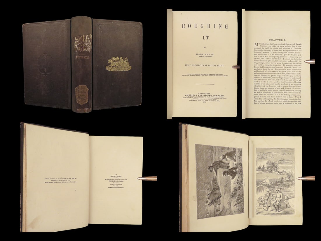 1872 Mark Twain 1st ed Roughing It American Wild West Nevada Gold Rush (1 of 10)