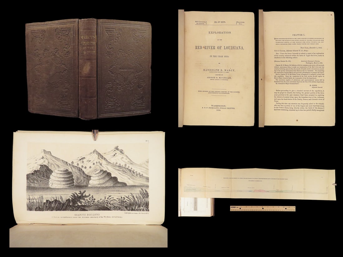 1854 Red River Exploration 1ed Marcy Oklahoma TEXAS McClellan Comanche INDIANS (1 of 10)