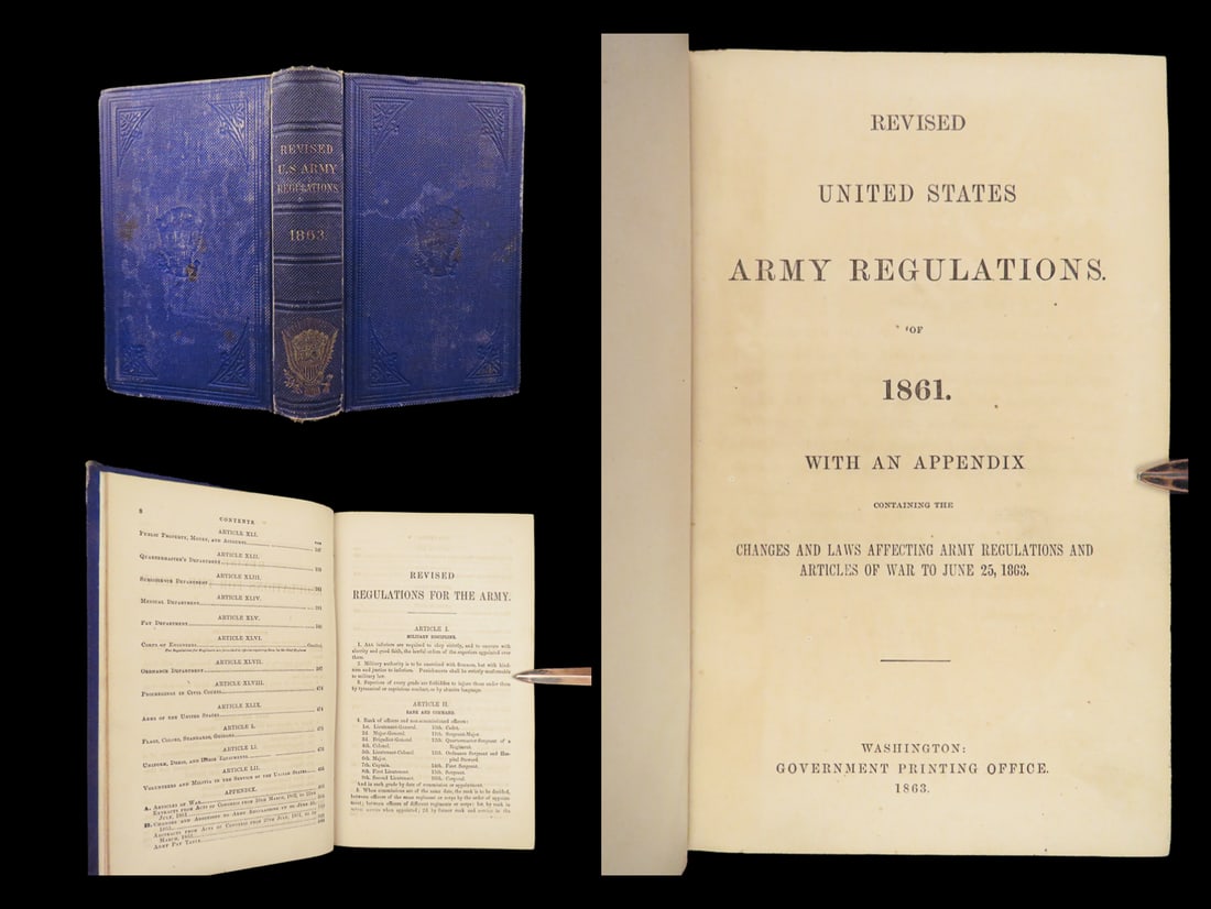 1863 Civil War US Army Regulations Military Tactics 1st Wisconsin Infantry PROVENANCE (1 of 10)