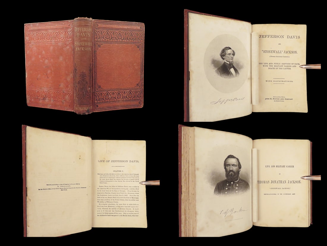 1866 CIVIL WAR 1ed Jefferson Davis & Stonewall Jackson Confederate CSA America (1 of 10)
