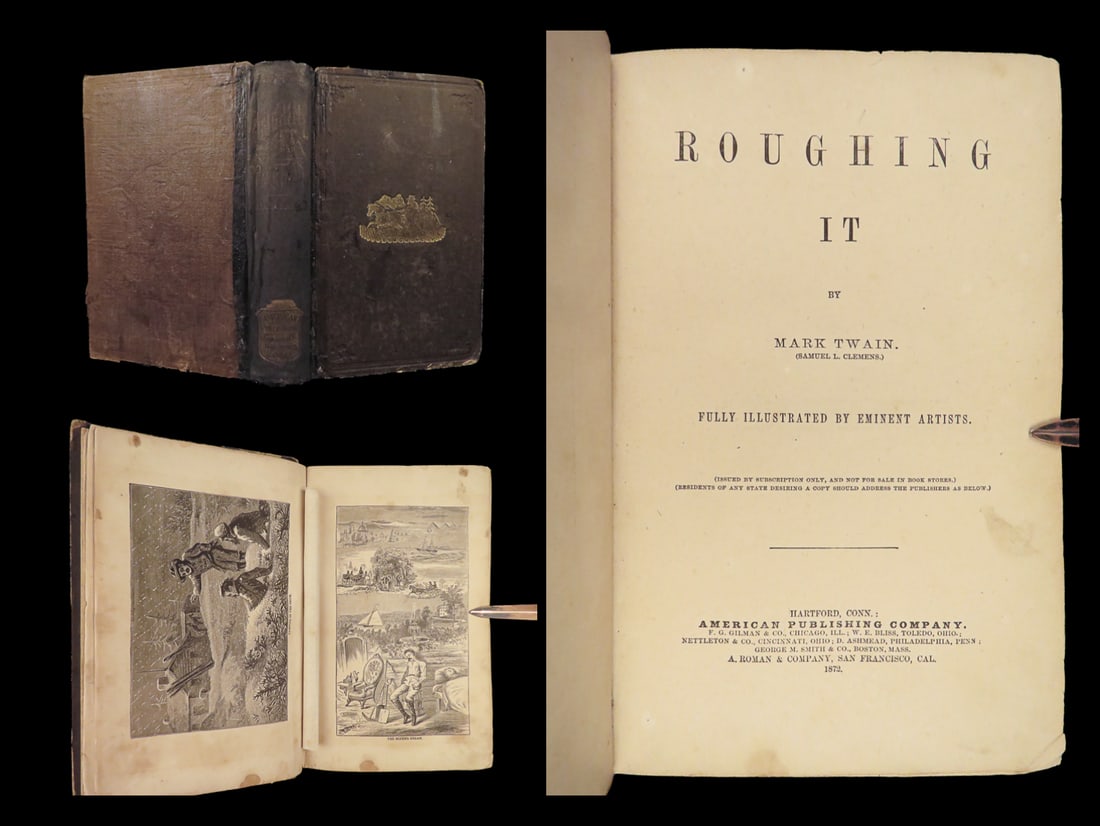 1872 Mark Twain 1st ed Roughing It American Wild West Nevada Gold Rush RARE (1 of 10)