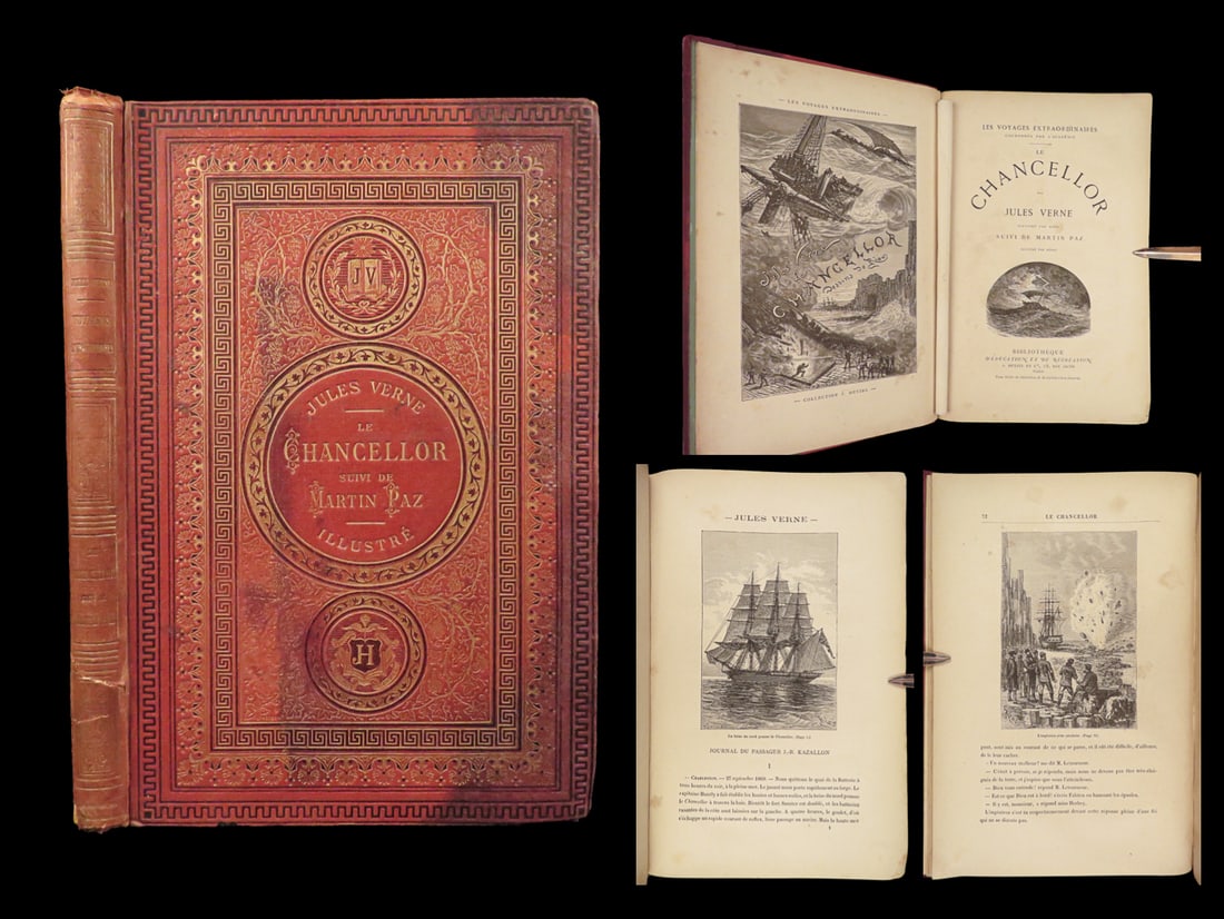 1875 Jules Verne 1ed Wreck of the Chancellor + Martin Paz French Hetzel Voyages (1 of 10)