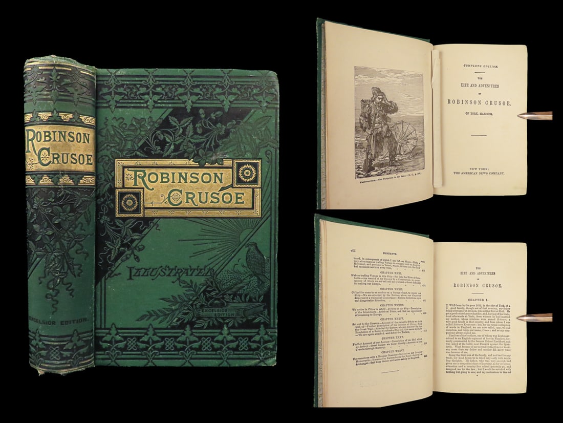 1879 Robinson CRUSOE Defoe Voyages Shipwreck Stothard Illustrated English (1 of 10)