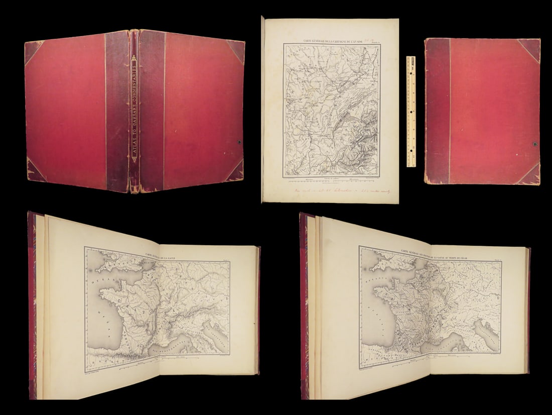 1880 Gallic War MAPS 1ed Erhard Schieble ATLAS Julius Caesar ROME Gaul (1 of 10)
