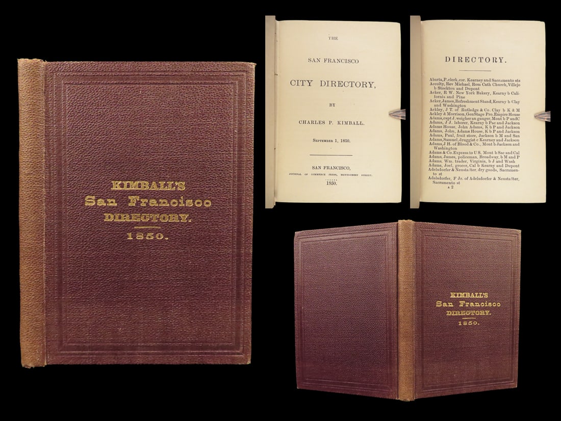 1890 San Francisco City Directory for 1850 California Gold Rush Golden Gate 49er (1 of 10)