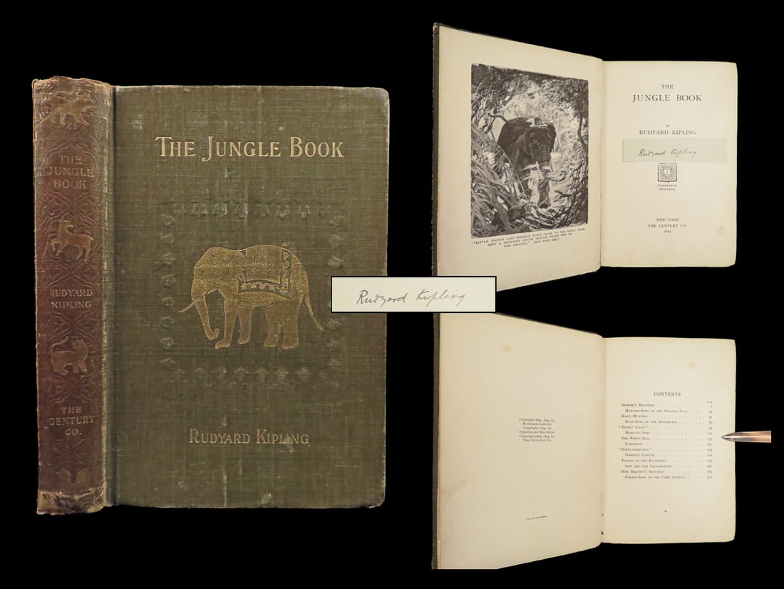 1894 Kipling SIGNED Jungle Book 1ed Rudyard Kipling Childrens Illustrated (1 of 10)