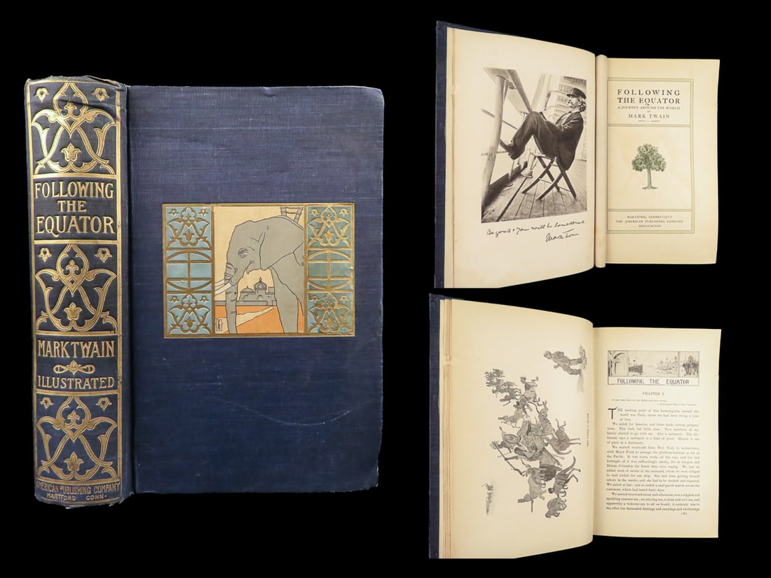 1898 EARLY Mark Twain Following the Equator Travelogue India RARE: 1898 EARLY Mark Twain Following the Equator Travelogue India RARE “A lie can travel half way around the world while the truth is putting on its shoes.” ? Mark Twain Mark Twain and his works we