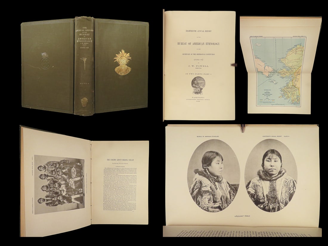 1899 ESKIMOS 1ed INDIAN Tribes Witchcraft Tobacco DOG SLED Walrus Hunting ART: 1899 ESKIMOS 1ed INDIAN Tribes Witchcraft Tobacco DOG SLED Walrus Hunting ART Established at the end of the 19th-century, The Bureau of American Ethnology helped maintain records of Native American In