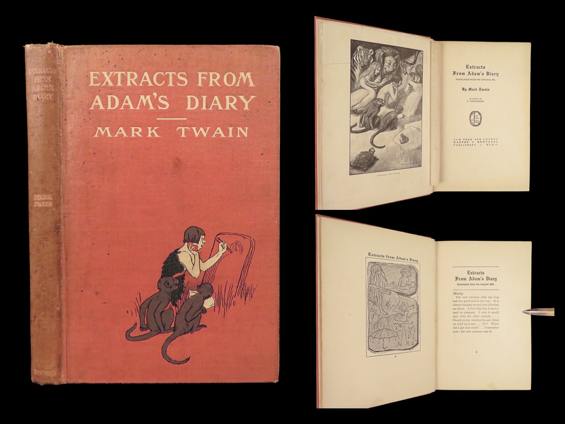1904 Mark TWAIN 1ed Extracts Adams Diary GENESIS Comedy Satire Eve Illustrated (1 of 10)