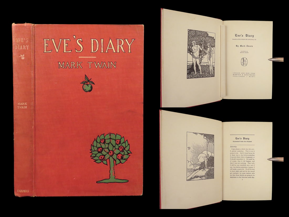 1906 Mark TWAIN 1ed Eves Diary Fall of Man Creation Illustrated Ralph ART (1 of 10)