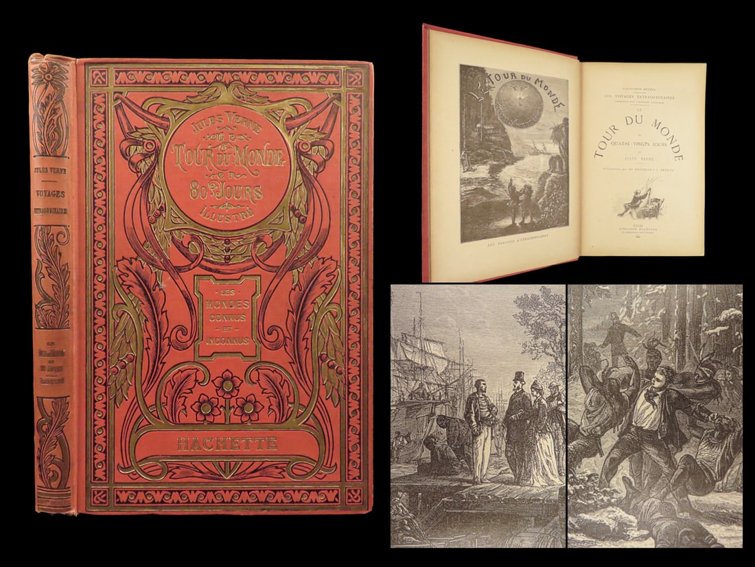 1920 Jules Verne Around the World in 80 Days Voyages French Hachette FAMOUS: 1920 Jules Verne Around the World in 80 Days Voyages French Hachette FAMOUS “Reality provides us with facts so romantic that imagination itself could add nothing to them.” ? Jules Verne Jules 