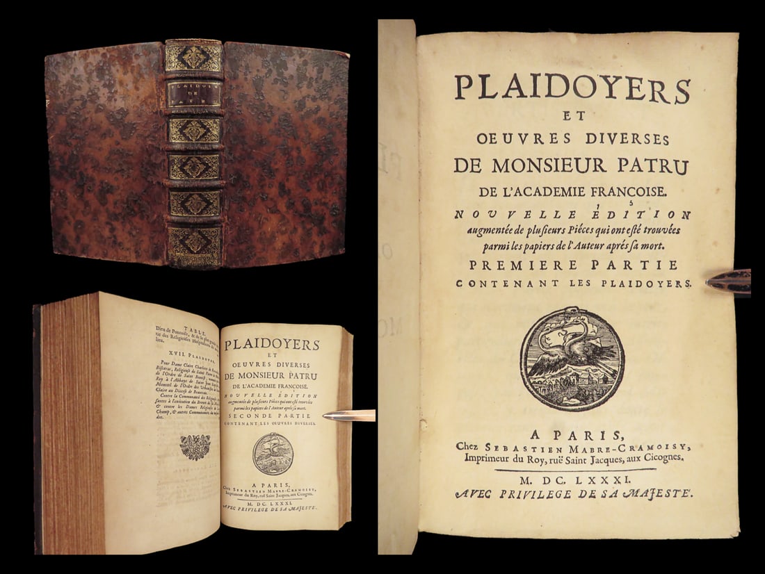 1681 French LAW Works of Olivier Patru Madame Guenegaud Urban Planning in Paris: 1681 French LAW Works of Olivier Patru Madame Guenegaud Urban Planning in Paris A rare 17th-century collection of writings from French lawyer Olivier Partu. This work contains his works and letters on