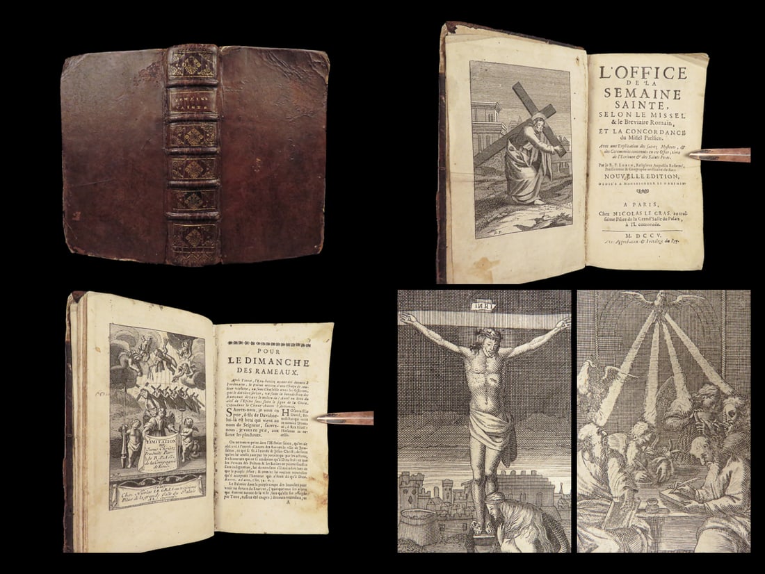 1705 Roman Missal Catholic Church Holy Week Liturgy Illustrated Lubin French Latin (1 of 10)