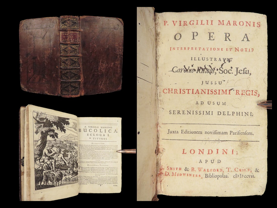 1707 VIRGIL Aeneid Georgics Eclogues Bucolic ART Latin Delphin Jesuit LaRue RARE: 1707 VIRGIL Aeneid Georgics Eclogues Bucolic ART Latin Delphin Jesuit LaRue RARE “If I cannot move heaven, I will raise hell.” ? Virgil, The Aeneid A rare, 18th-century printing of the works o