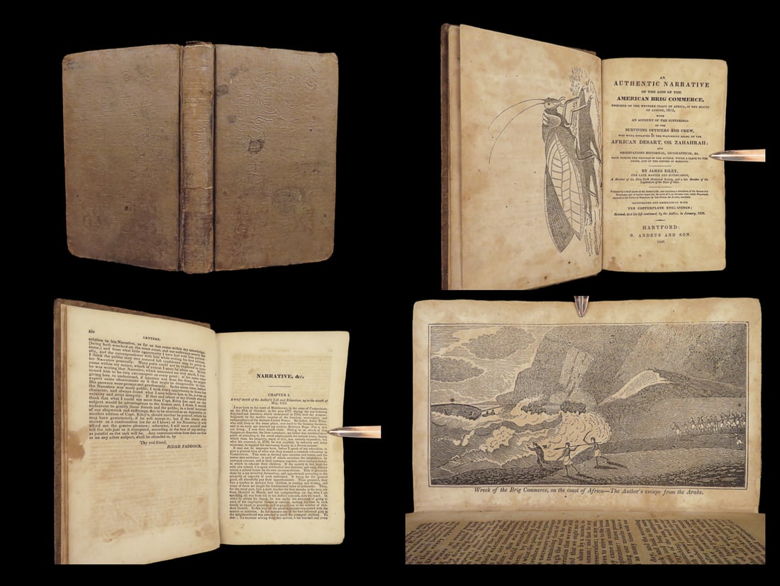 1848 FAMOUS Shipwreck Narrative of Commerce James Riley Arabs Morocco Africa: 1848 FAMOUS Shipwreck Narrative of Commerce James Riley Arabs Morocco Africa “My aim [of this Narrative] has been merely to record, in plain and unvarnished language, scenes in which I was a princip
