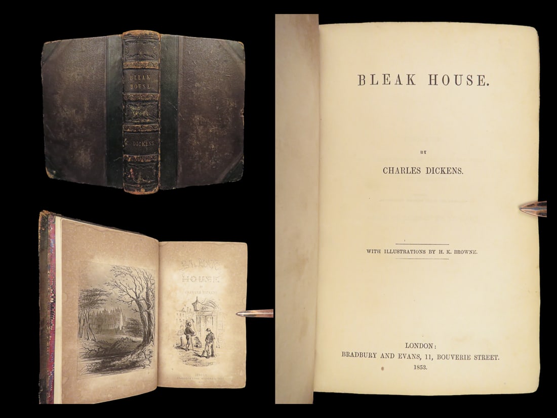 1853 Charles Dickens 1ed 1st printing Bleak House English Literature Phiz ART (1 of 10)
