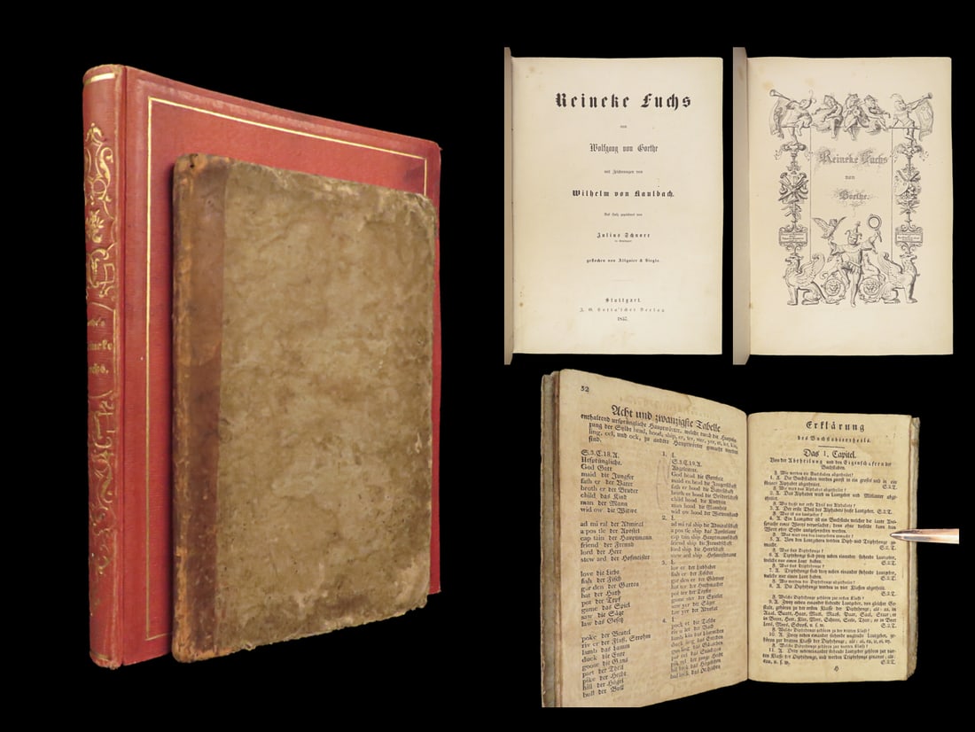 1857 Reynard the Fox Goethe Kaulbach ART German + German English Dictionary 2v (1 of 10)