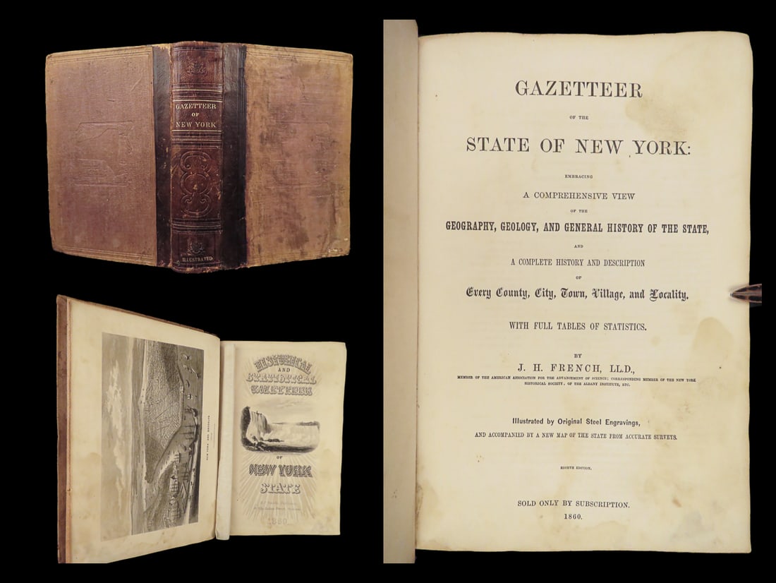 1860 NEW YORK State Gazetteer Geography Americana Colonial USA Illustrated: 1860 NEW YORK State Gazetteer Geography Americana Colonial USA Illustrated Throughout the first half of the 19th-century, numerous printings of Gazetteer of the State of New York appeared. Written and