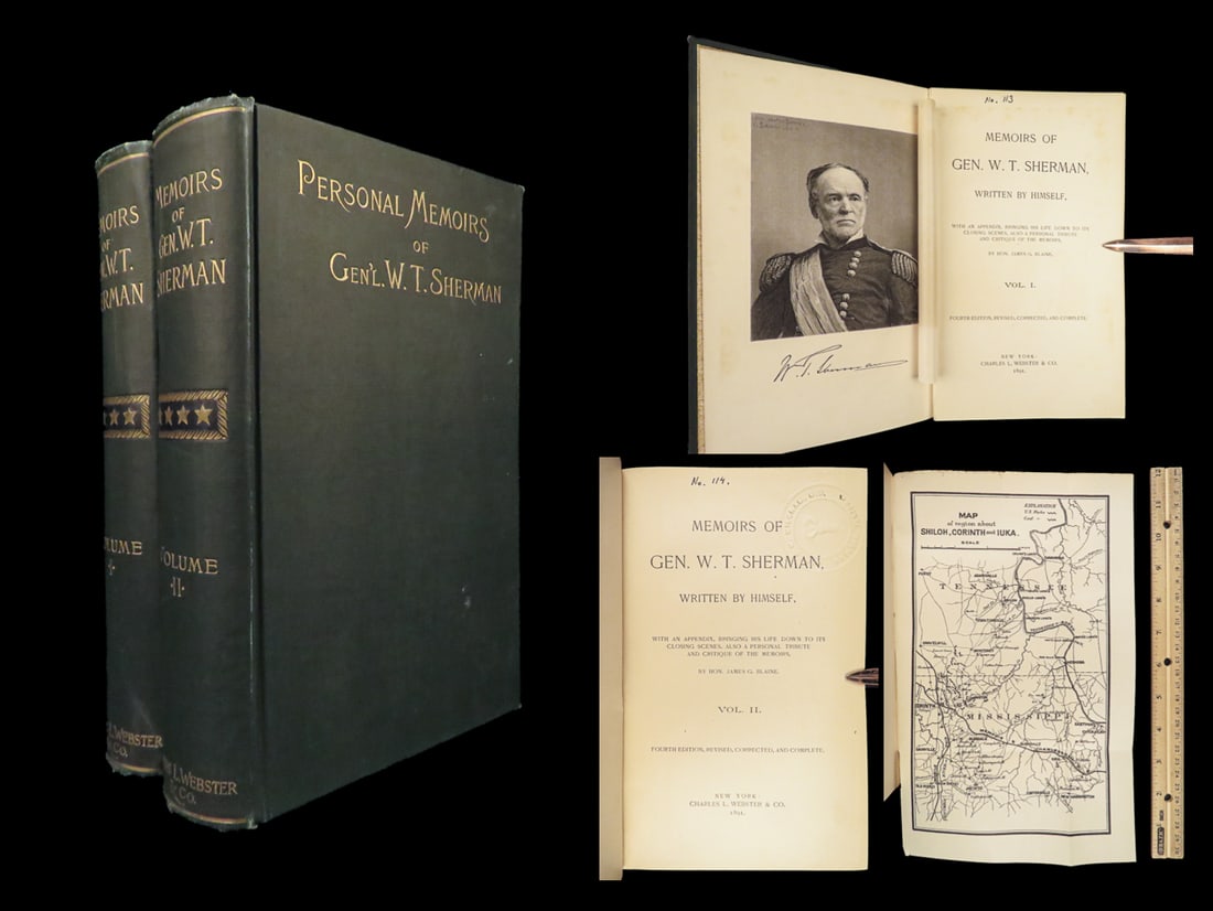 1891 General William Sherman Personal Memoirs of Civil War Tactics Union Army 2v (1 of 10)