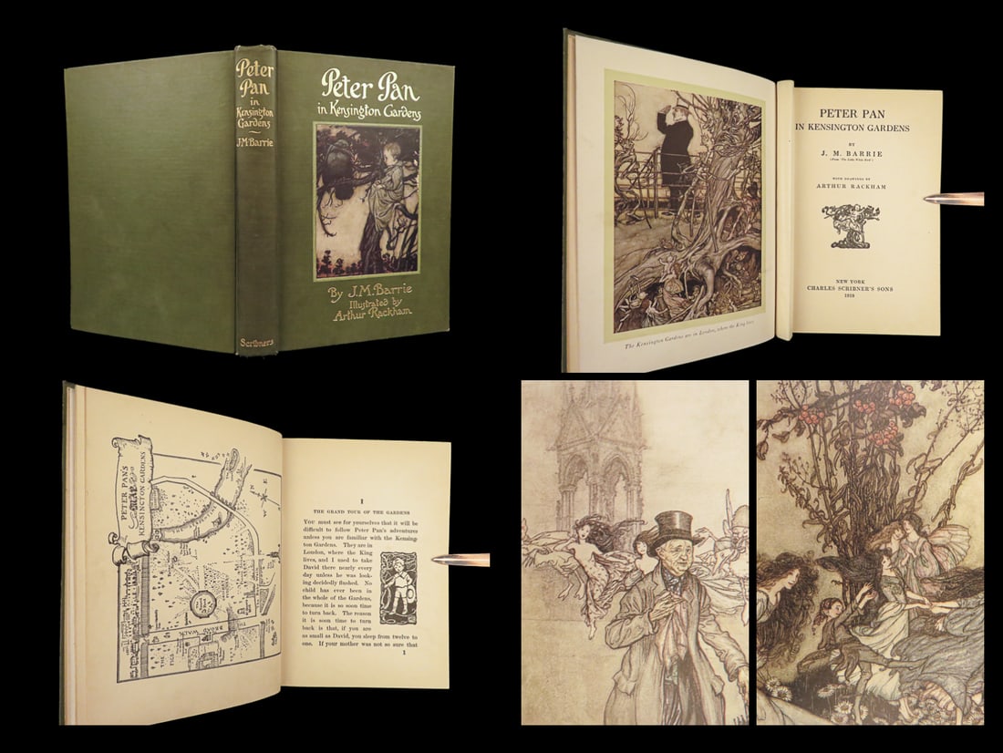 1918 PETER PAN 1ed Arthur Rackham Color Illustrated JM Barrie Kensington Gardens (1 of 9)