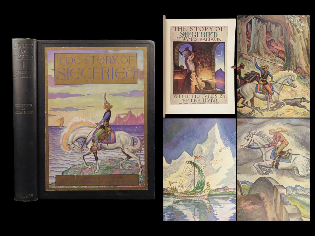 1931 Viking Norse Siegfried Hurd Wagner Ring Nibelung Legend Mythology ART: 1931 Viking Norse Siegfried Hurd Wagner Ring Nibelung Legend Mythology ART Drawing influence from the famed Ring of the Nibelung by Richard Wagner, American author James Baldwin retells the legend of 
