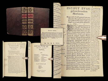 1563 BIBLE New Testament Huguenot Reformation era Biblia Benedictus Latin 2v