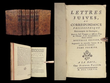 1778 Jewish Letters Boyer dArgens Philosophy Judaica Politics Montesquieu 5v