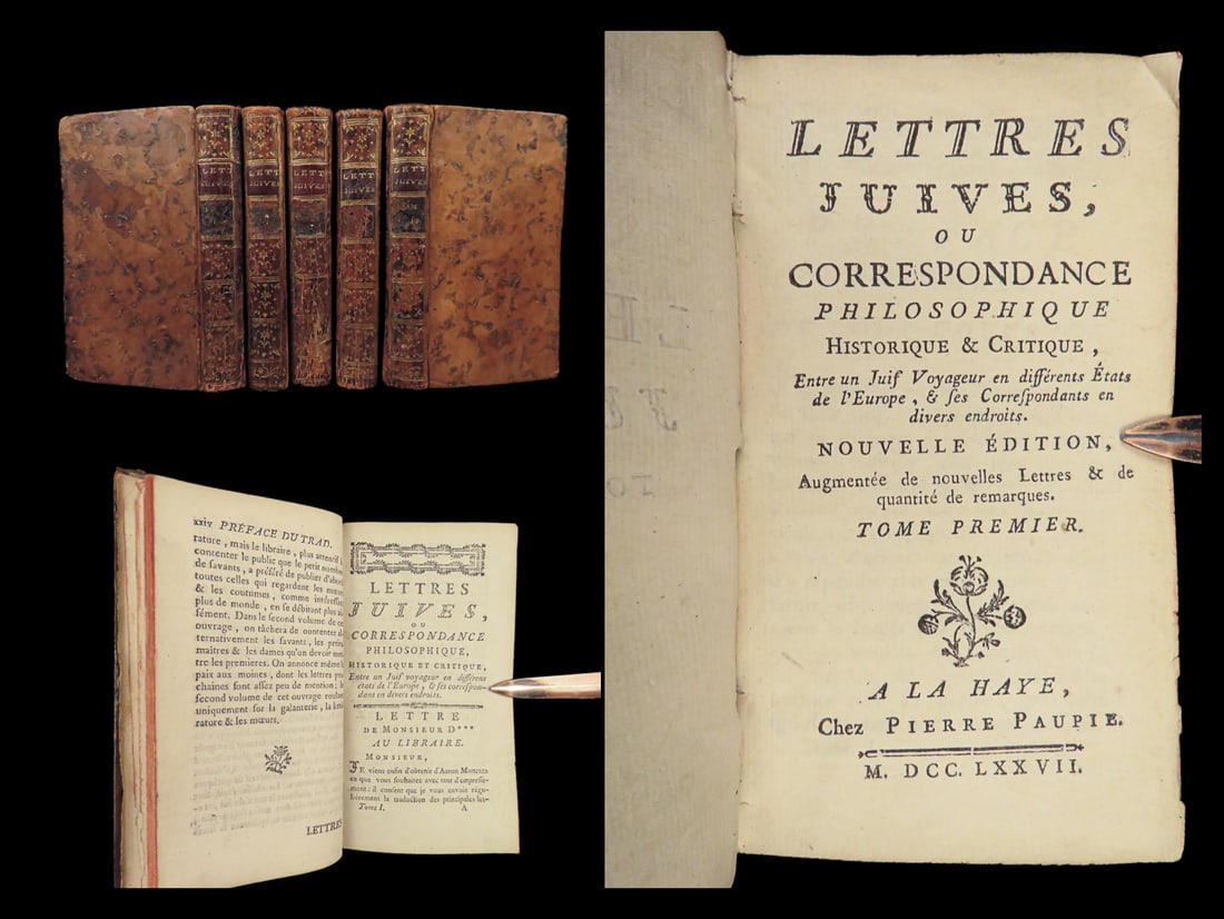 1778 Jewish Letters Boyer dArgens Philosophy Judaica Politics Montesquieu 5v (1 of 10)