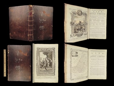 1790 Life of Jesus Christ Fleetwood Bible ART Miracles Jerusalem MAP Holy Land