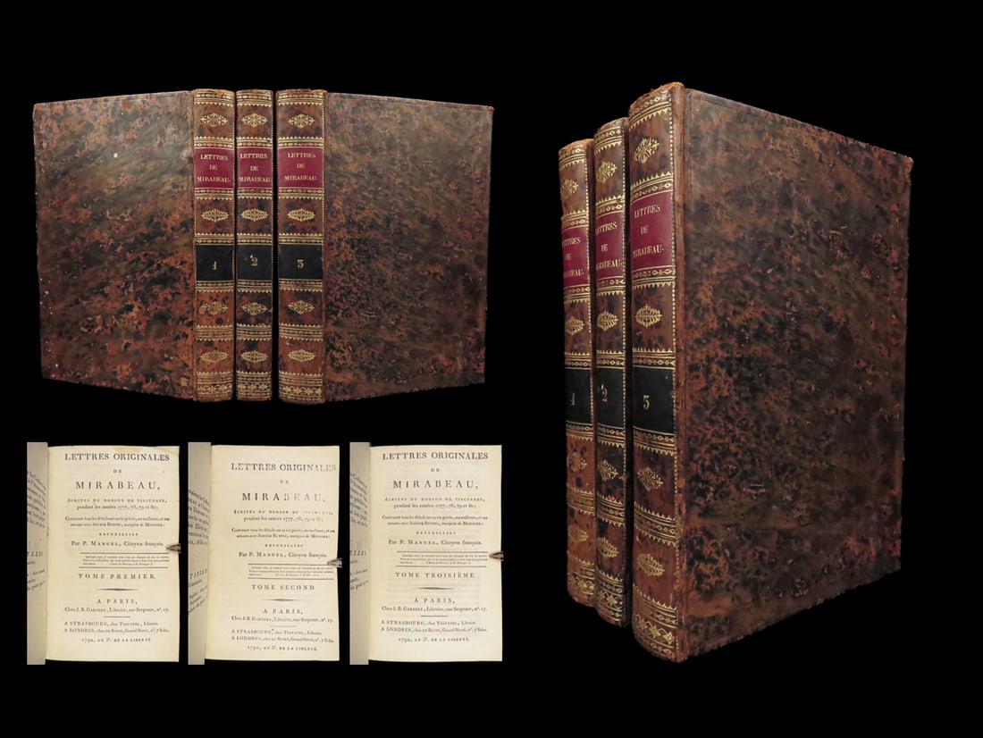 1792 Letters of Mirabeau 1ed French Revolution Love Letters Sophie de Monnier 3v (1 of 10)