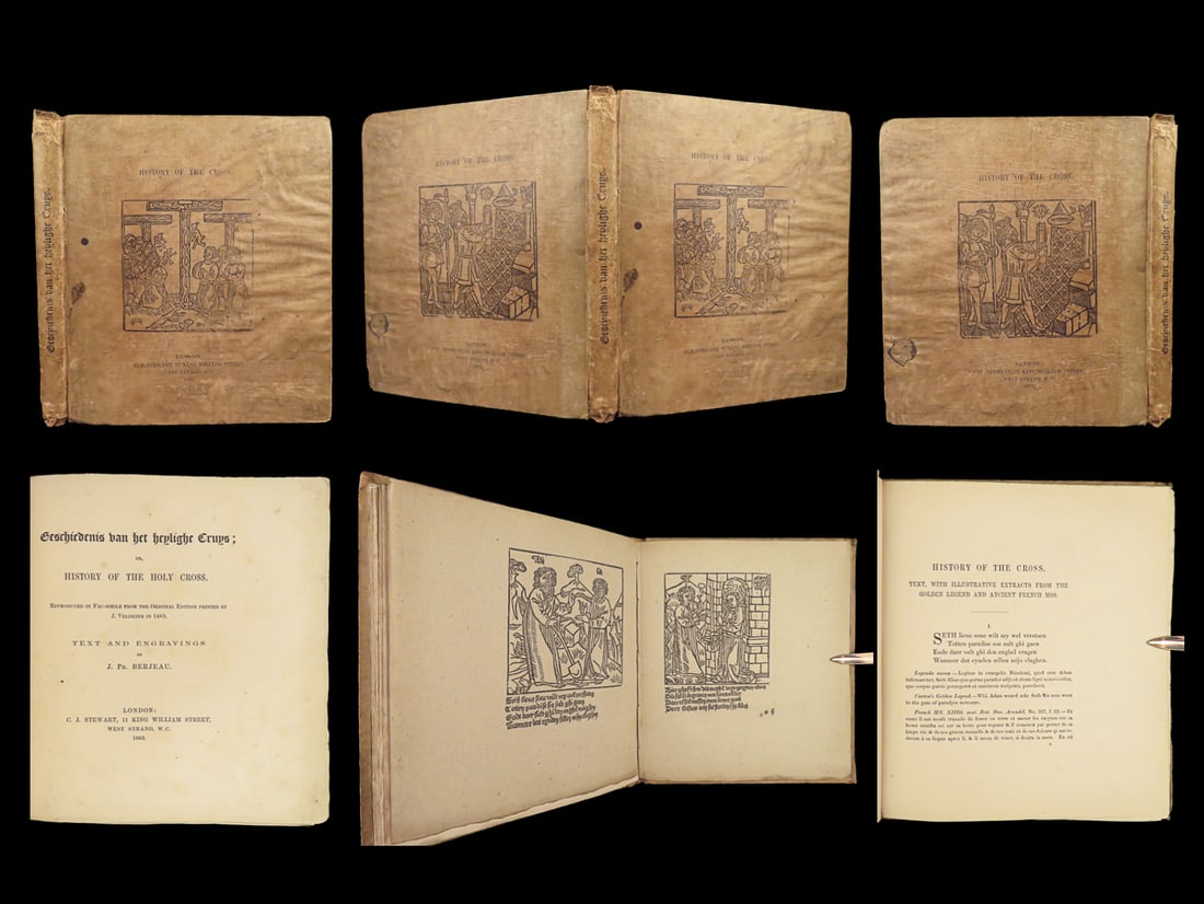 1863 HOLY CROSS Golden Legend Veldener Woodcuts Illustrated Dutch English Berjeau (1 of 10)
