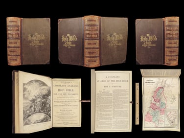 1870 Holy BIBLE & Holy Land MAPS Hitchcock Analysis Cruden Concordance Theology