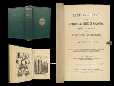 1870 MORMON Life in Utah 1ed Polygamy INDIANS Beadle Map Salt Lake LDS Mormonism